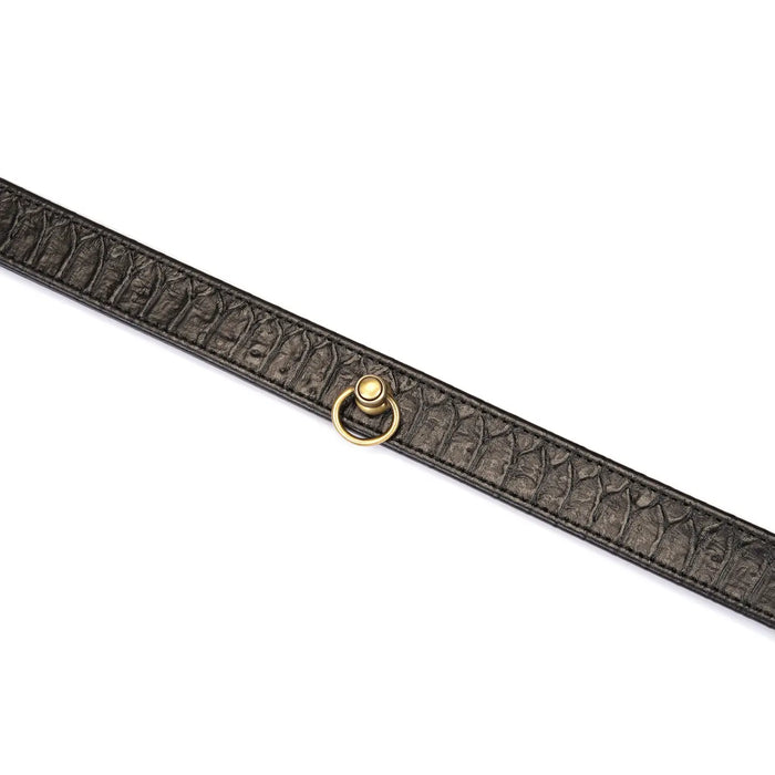 Liebe Seele - Crocodile Noir - Smalle Lederen Collar met Crocodile Print - Zwart