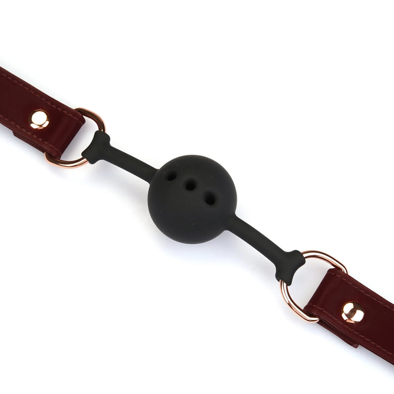 Liebe Seele - Metallic Shade Red - Vegan PU Lederen Gag - Rood/Rosé Goud-Erotiekvoordeel.nl