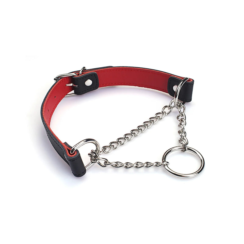 Liebe Seele - Martingale Collar met Wurgketting - Zwart/Rood-Erotiekvoordeel.nl