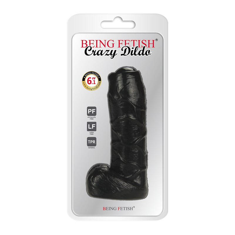 Being Fetish - TPR Dildo met Onbesneden Eikel - 15 cm - Zwart-laced-up.nl
