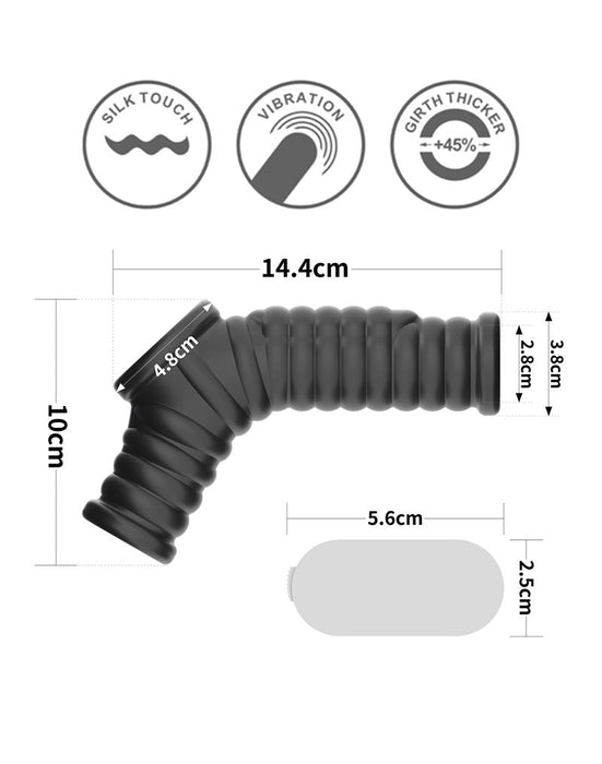 LoveToy - Wave Knights Ring - Vibrerende Penis en Scrotum Sleeve - Ø 2,8 cm - Zwart-Erotiekvoordeel.nl