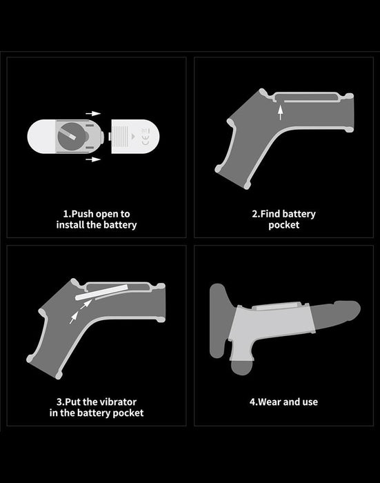 LoveToy - Wave Knights Ring - Vibrerende Penis en Scrotum Sleeve - Ø 2,8 cm - Zwart-Erotiekvoordeel.nl