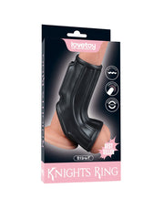 LoveToy - Ridge Knights Ring - Vibrerende Penis en Scrotum Sleeve - Ø 2,8 cm - Zwart-laced-up.nl