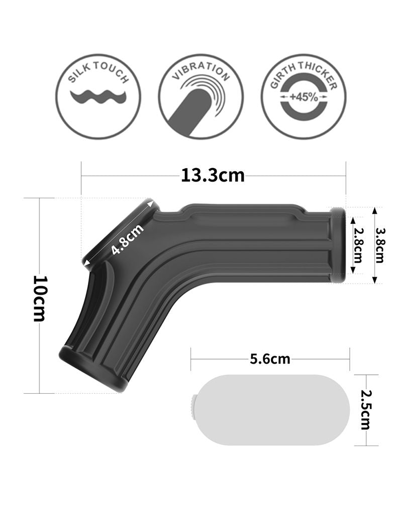 LoveToy - Ridge Knights Ring - Vibrerende Penis en Scrotum Sleeve - Ø 2,8 cm - Zwart-laced-up.nl