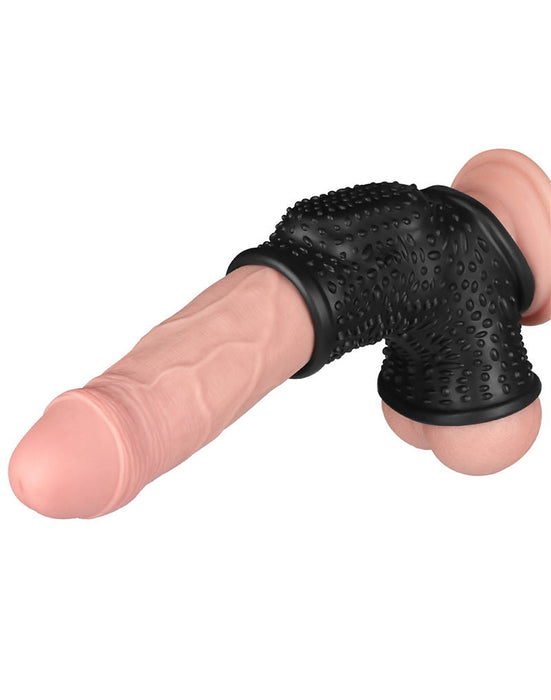LoveToy - Drip Knights Ring - Vibrerende Penis en Scrotum Sleeve - Ø 2,8 cm - Zwart-Erotiekvoordeel.nl