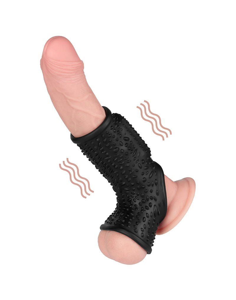 LoveToy - Drip Knights Ring - Vibrerende Penis en Scrotum Sleeve - Ø 2,8 cm - Zwart-laced-up.nl