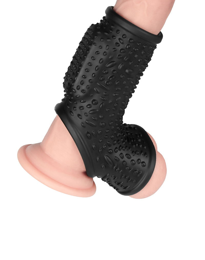 LoveToy - Drip Knights Ring - Vibrerende Penis en Scrotum Sleeve - Ø 2,8 cm - Zwart-laced-up.nl