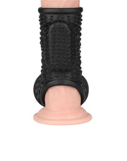LoveToy - Drip Knights Ring - Vibrerende Penis en Scrotum Sleeve - Ø 2,8 cm - Zwart-laced-up.nl