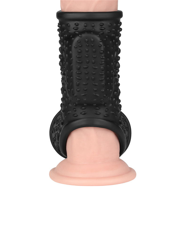 LoveToy - Drip Knights Ring - Vibrerende Penis en Scrotum Sleeve - Ø 2,8 cm - Zwart-laced-up.nl