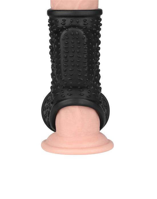 LoveToy - Drip Knights Ring - Vibrerende Penis en Scrotum Sleeve - Ø 2,8 cm - Zwart-Erotiekvoordeel.nl