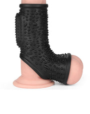 LoveToy - Drip Knights Ring - Vibrerende Penis en Scrotum Sleeve - Ø 2,8 cm - Zwart-laced-up.nl