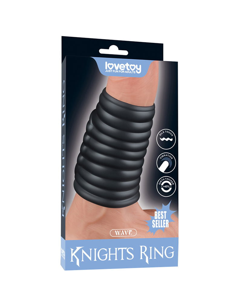 LoveToy - Wave Knights Ring - Vibrerende Penis Sleeve - Ø 3,7 cm - Zwart-laced-up.nl