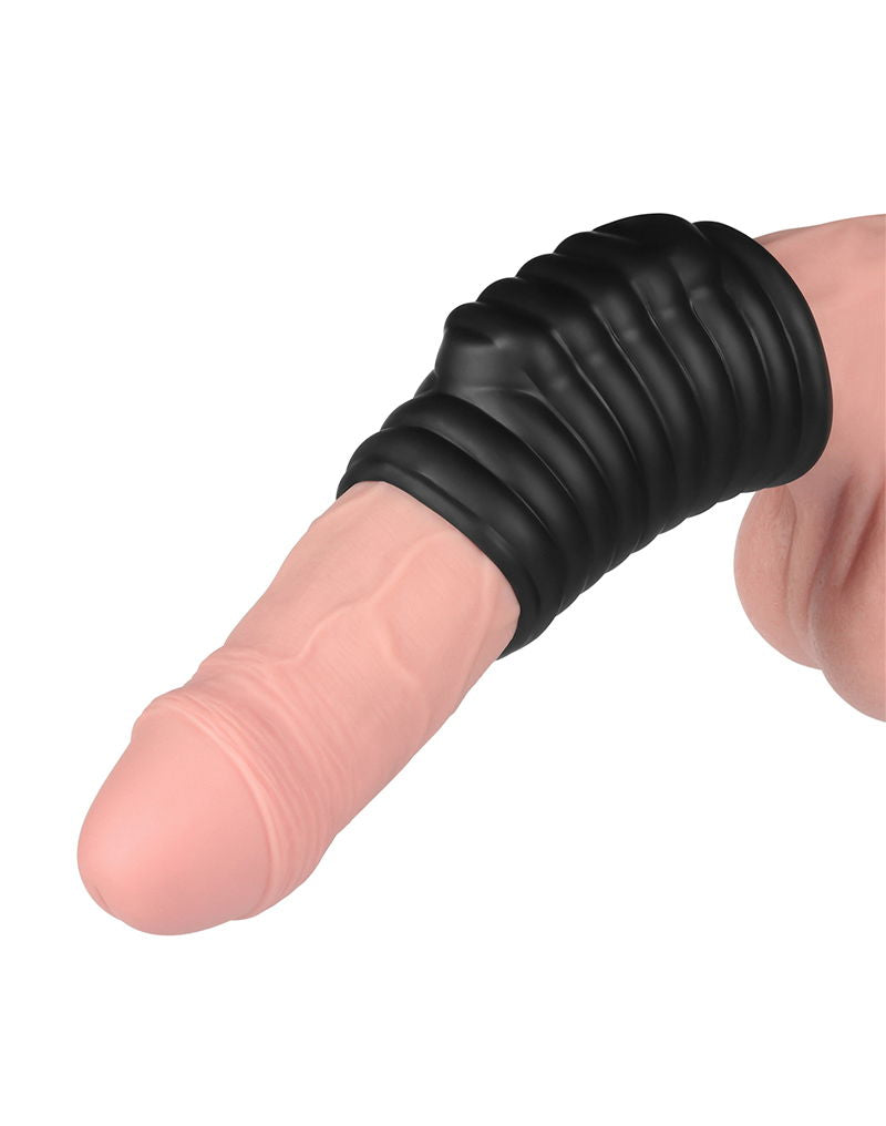 LoveToy - Wave Knights Ring - Vibrerende Penis Sleeve - Ø 3,7 cm - Zwart-laced-up.nl