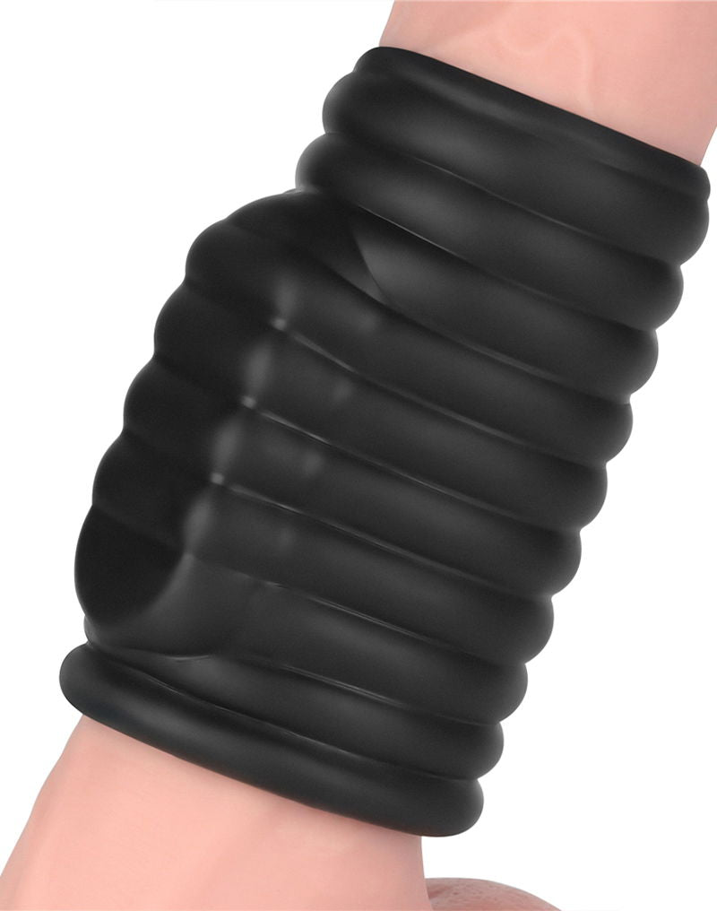 LoveToy - Wave Knights Ring - Vibrerende Penis Sleeve - Ø 3,7 cm - Zwart-laced-up.nl