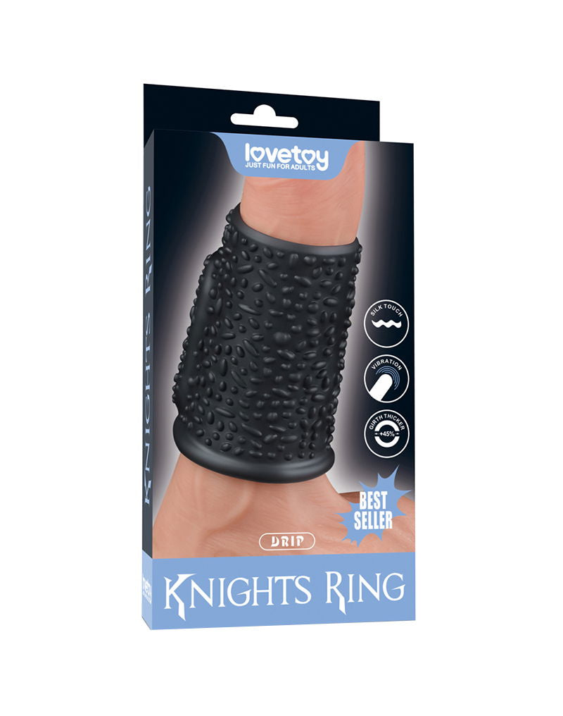 LoveToy - Drip Knights Ring - Vibrerende Penis Sleeve - Ø 3,7 cm - Zwart-laced-up.nl