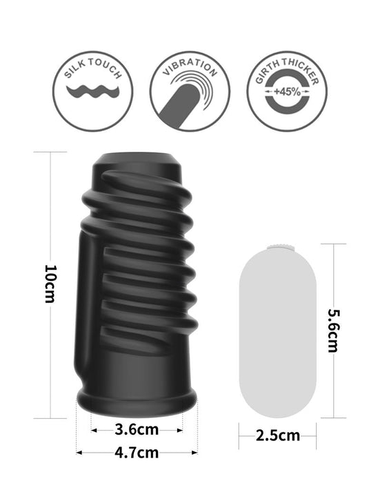 LoveToy - Spiral Knights Ring - Vibrerende Penis Sleeve - Ø 3,7 cm - Zwart-Erotiekvoordeel.nl