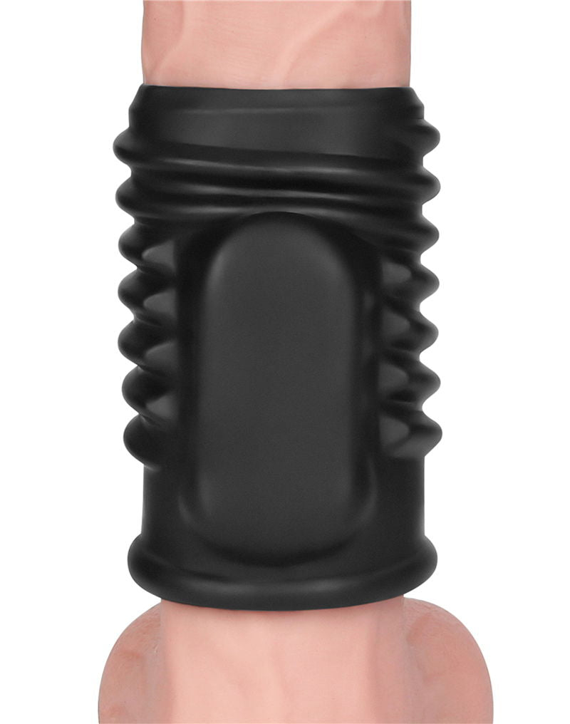 LoveToy - Spiral Knights Ring - Vibrerende Penis Sleeve - Ø 3,7 cm - Zwart-laced-up.nl