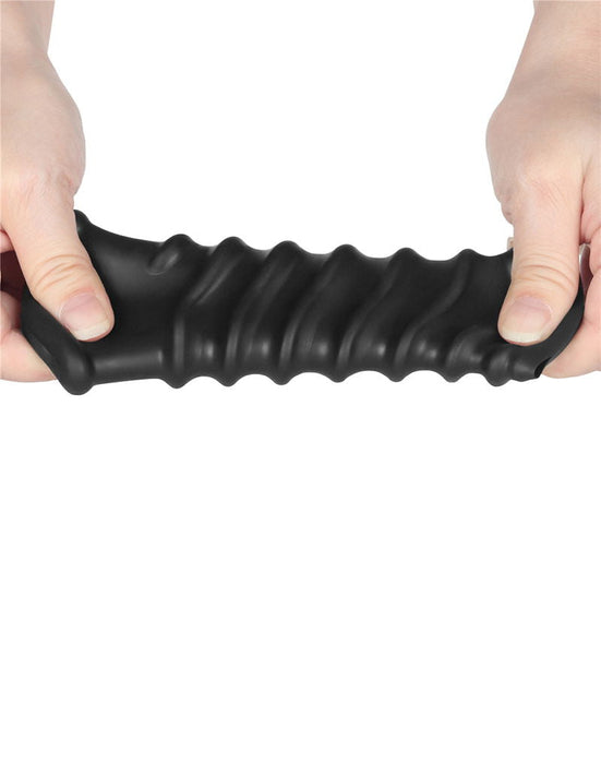 LoveToy - Spiral Knights Ring - Vibrerende Penis Sleeve - Ø 3,7 cm - Zwart-Erotiekvoordeel.nl