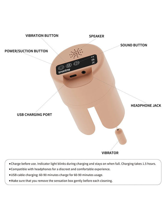 LoveToy Streetgirls Lily - Vibrerende Zuigmasturbator - Bruin-Erotiekvoordeel.nl