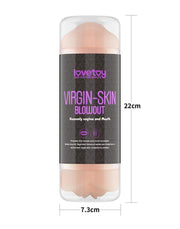 LoveToy - Virgin-Skin Blowout - Dubbelzijdige Stroker Masturbator - Vagina en Mond - Lichte Huidskleur-laced-up.nl