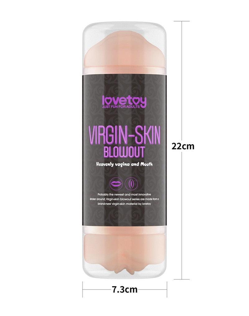 LoveToy - Virgin-Skin Blowout - Dubbelzijdige Stroker Masturbator - Vagina en Mond - Lichte Huidskleur-laced-up.nl