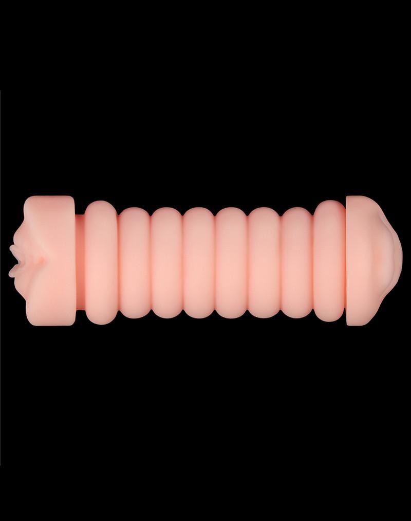 LoveToy - Virgin-Skin Blowout - Dubbelzijdige Stroker Masturbator - Vagina en Mond - Lichte Huidskleur-laced-up.nl