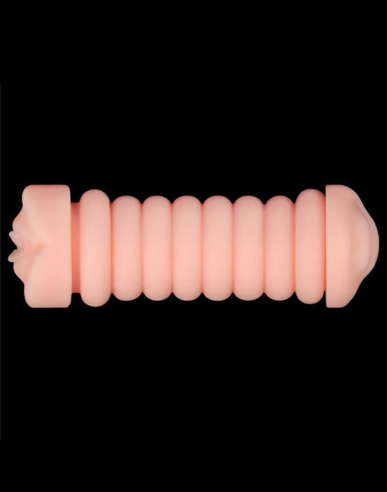 LoveToy - Virgin-Skin Blowout - Dubbelzijdige Stroker Masturbator - Vagina en Mond - Lichte Huidskleur-laced-up.nl