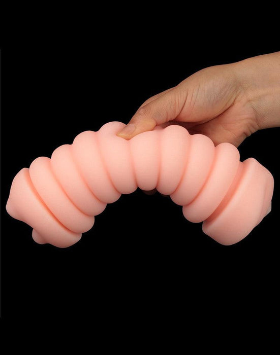 LoveToy - Virgin-Skin Blowout - Dubbelzijdige Stroker Masturbator - Vagina en Mond - Lichte Huidskleur-laced-up.nl