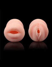 LoveToy - Virgin-Skin Blowout - Dubbelzijdige Stroker Masturbator - Vagina en Mond - Lichte Huidskleur-laced-up.nl