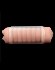 LoveToy - Virgin-Skin Blowout - Dubbelzijdige Stroker Masturbator - Vagina en Mond - Lichte Huidskleur-laced-up.nl