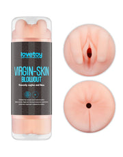 LoveToy - Virgin-Skin Blowout - Dubbelzijdige Stroker Masturbator - Vagina en Anus - Lichte Huidskleur-laced-up.nl