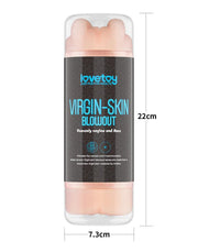 LoveToy - Virgin-Skin Blowout - Dubbelzijdige Stroker Masturbator - Vagina en Anus - Lichte Huidskleur-laced-up.nl
