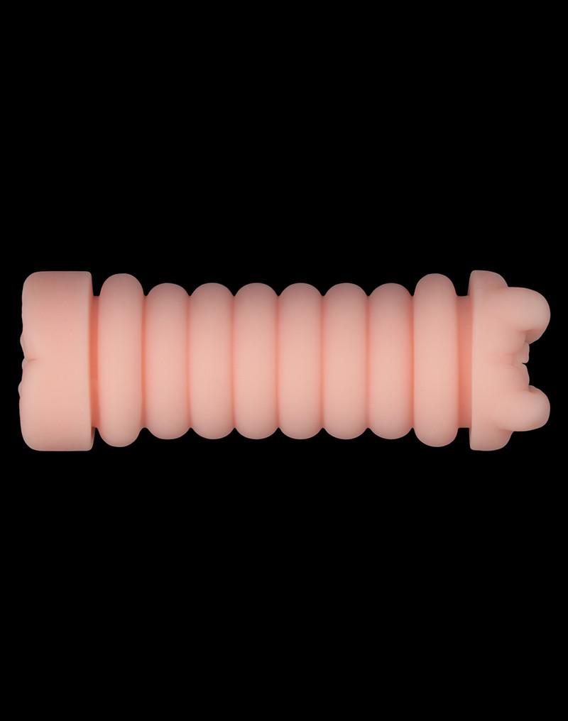 LoveToy - Virgin-Skin Blowout - Dubbelzijdige Stroker Masturbator - Vagina en Anus - Lichte Huidskleur-laced-up.nl