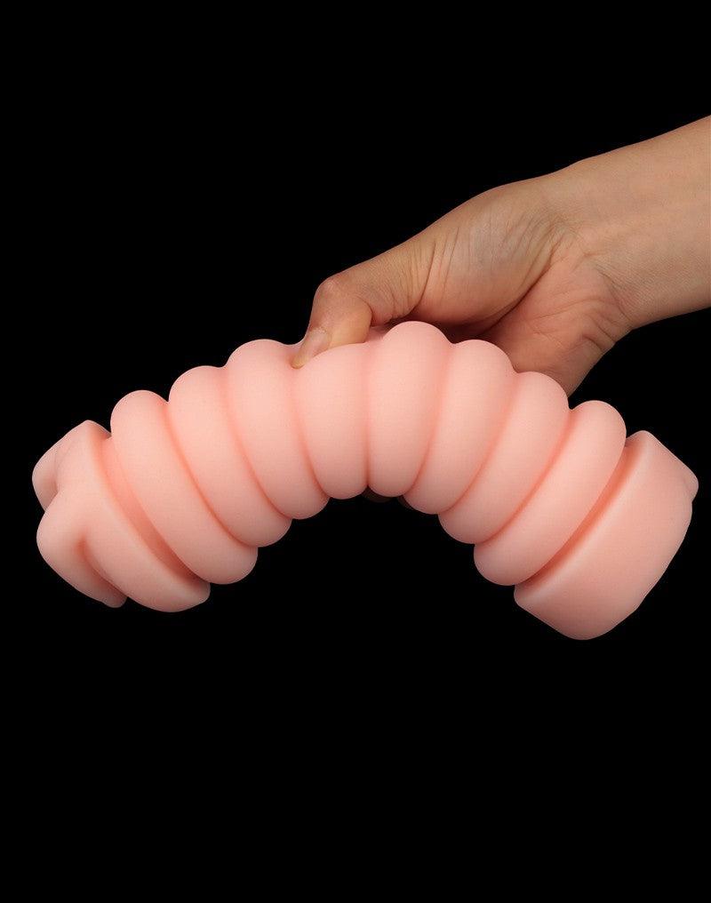 LoveToy - Virgin-Skin Blowout - Dubbelzijdige Stroker Masturbator - Vagina en Anus - Lichte Huidskleur-laced-up.nl
