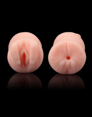 LoveToy - Virgin-Skin Blowout - Dubbelzijdige Stroker Masturbator - Vagina en Anus - Lichte Huidskleur-laced-up.nl