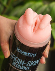 LoveToy - Virgin-Skin Blowout - Dubbelzijdige Stroker Masturbator - Vagina en Anus - Lichte Huidskleur-laced-up.nl