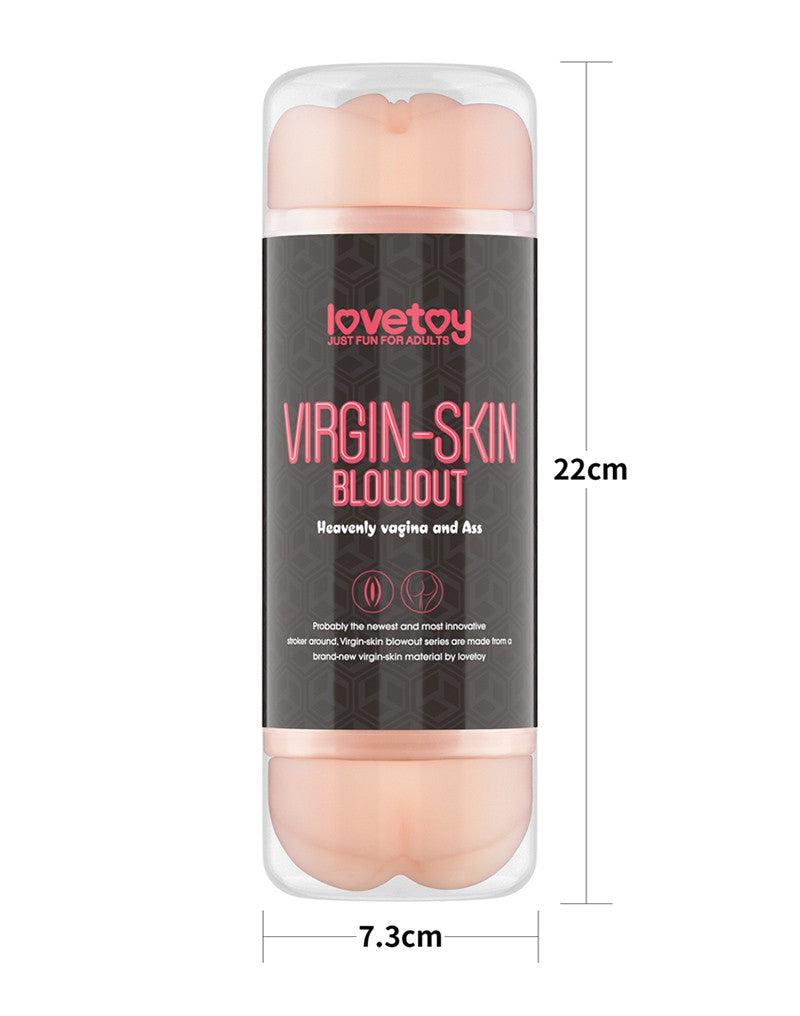 LoveToy - Virgin-Skin Blowout - Dubbelzijdige Stroker Masturbator - Vagina en Ass - Lichte Huidskleur-laced-up.nl
