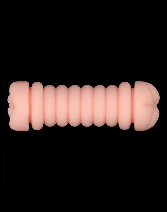 LoveToy - Virgin-Skin Blowout - Dubbelzijdige Stroker Masturbator - Vagina en Ass - Lichte Huidskleur-Erotiekvoordeel.nl