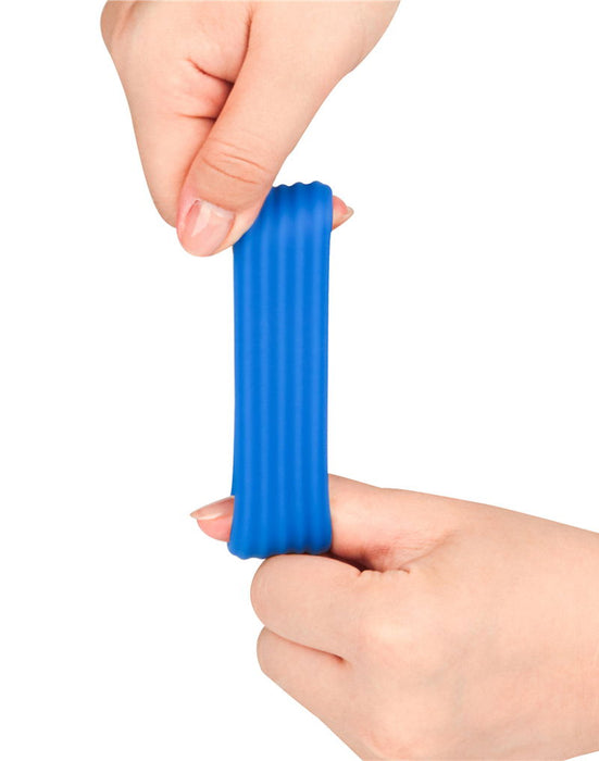 LoveToy - Pinnacle Pro - Deep Rib Grip Cockring - Blauw-Erotiekvoordeel.nl