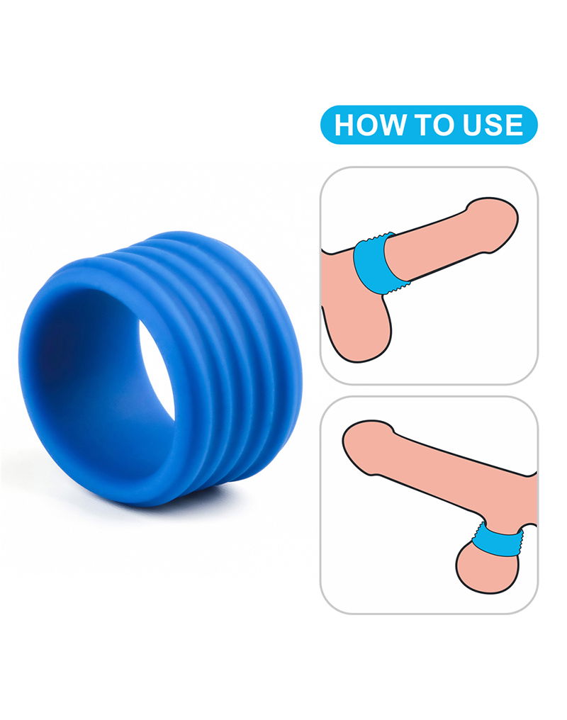 LoveToy - Pinnacle Pro - Deep Rib Grip Cockring - Blauw-laced-up.nl