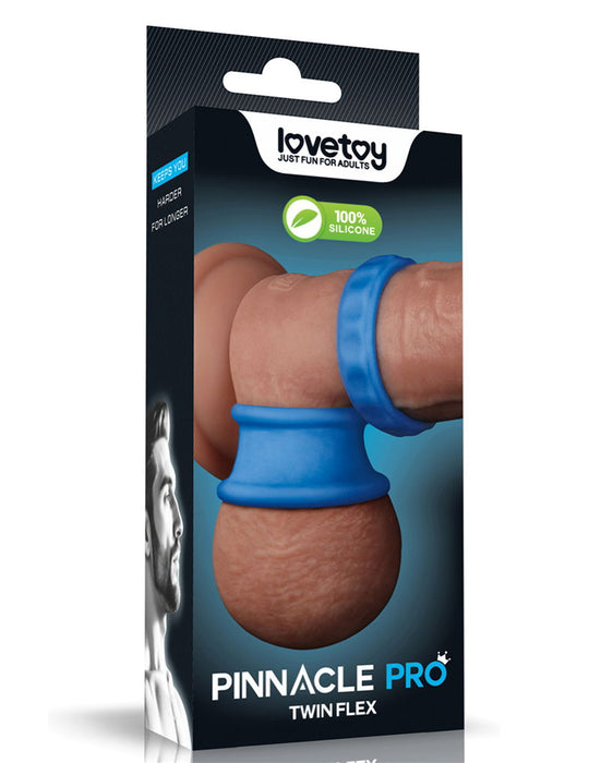 LoveToy - Pinnacle Pro - Twin Flex Stretcher Cockring - Blauw-laced-up.nl