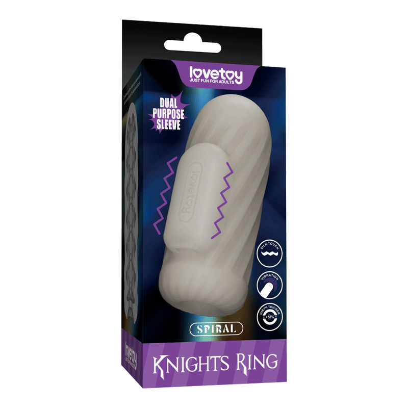 LoveToy - Knights Ring - Vibrerende Dual Purpose Sleeve - Spiraal - Wit-laced-up.nl