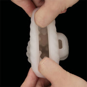 LoveToy - Knights Ring - Vibrerende Dual Purpose Sleeve - Spiraal - Wit-laced-up.nl