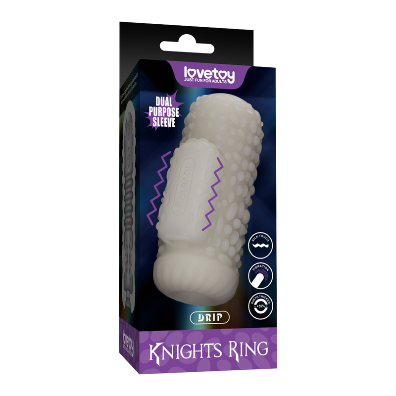 LoveToy - Knights Ring - Vibrerende Dual Purpose Sleeve - Drip - Wit-laced-up.nl
