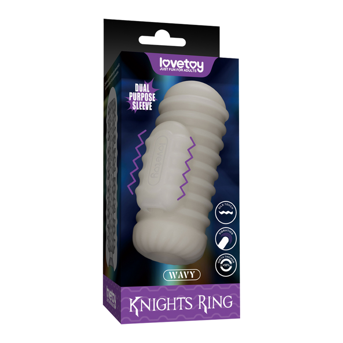 LoveToy - Knights Ring - Vibrerende Dual Purpose Sleeve - Golvend - Wit-Erotiekvoordeel.nl