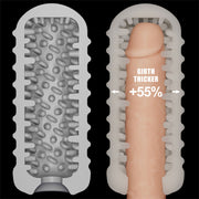 LoveToy - Knights Ring - Vibrerende Dual Purpose Sleeve - Golvend - Wit-laced-up.nl