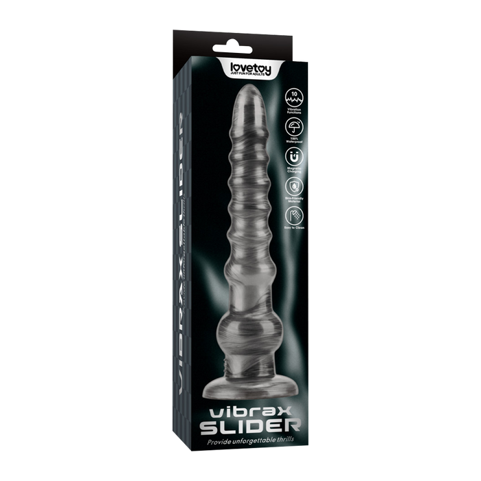 LoveToy - Vibrax Slider - Lange Vibrerende Anaal Dildo - 32 cm - Zilver-laced-up.nl