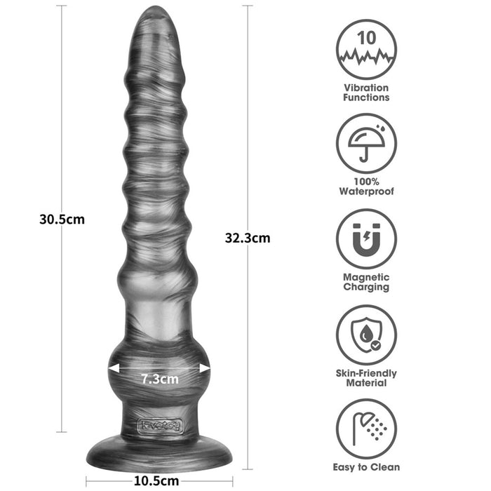 LoveToy - Vibrax Slider - Lange Vibrerende Anaal Dildo - 32 cm - Zilver-laced-up.nl
