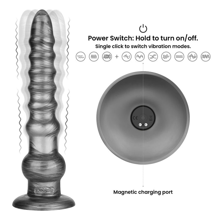 LoveToy - Vibrax Slider - Lange Vibrerende Anaal Dildo - 32 cm - Zilver-laced-up.nl