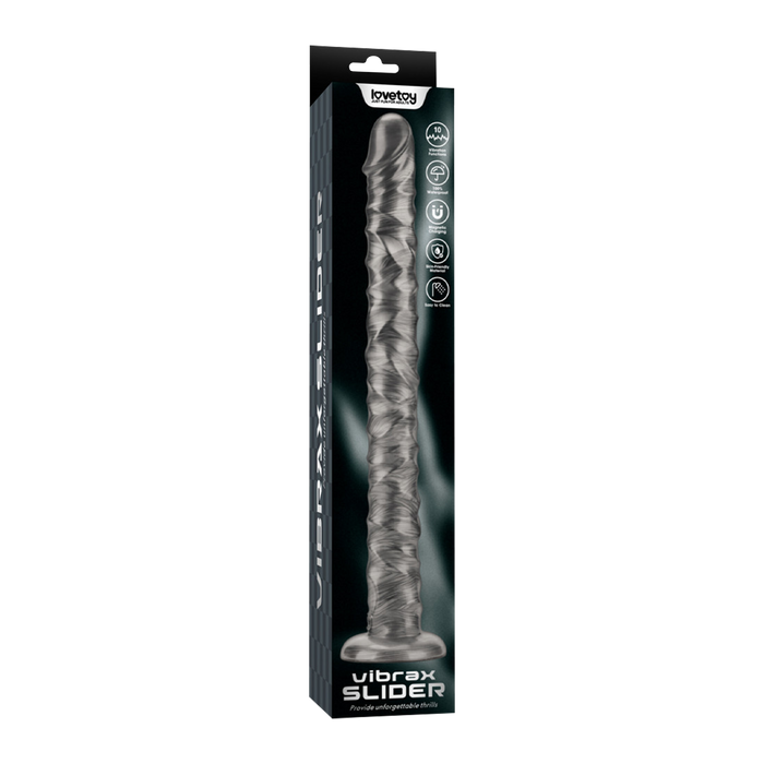 LoveToy - Vibrax Slider - Lange Vibrerende Anaal Dildo - 40,5 cm - Zilver-laced-up.nl
